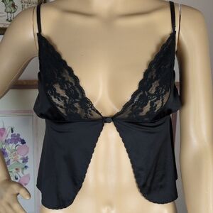 Black Lace Trim Vintage Camisole Small